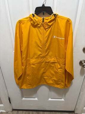 Champion Yellow Half-Zip Packable Windbreaker Jacket Size M